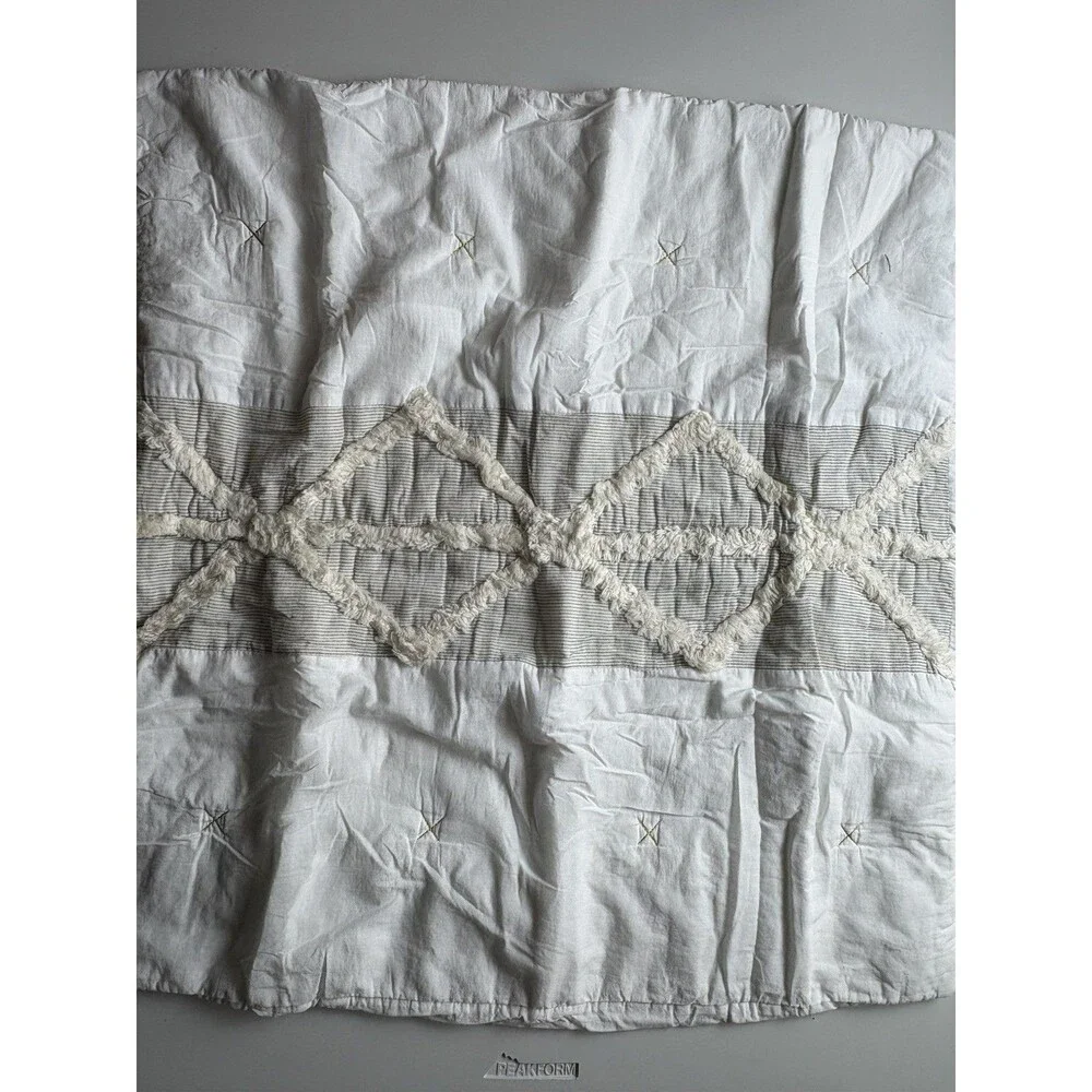 Anthropologie  Tufted Sham Cream Cottage Core Home 26”x26” Euro Sham